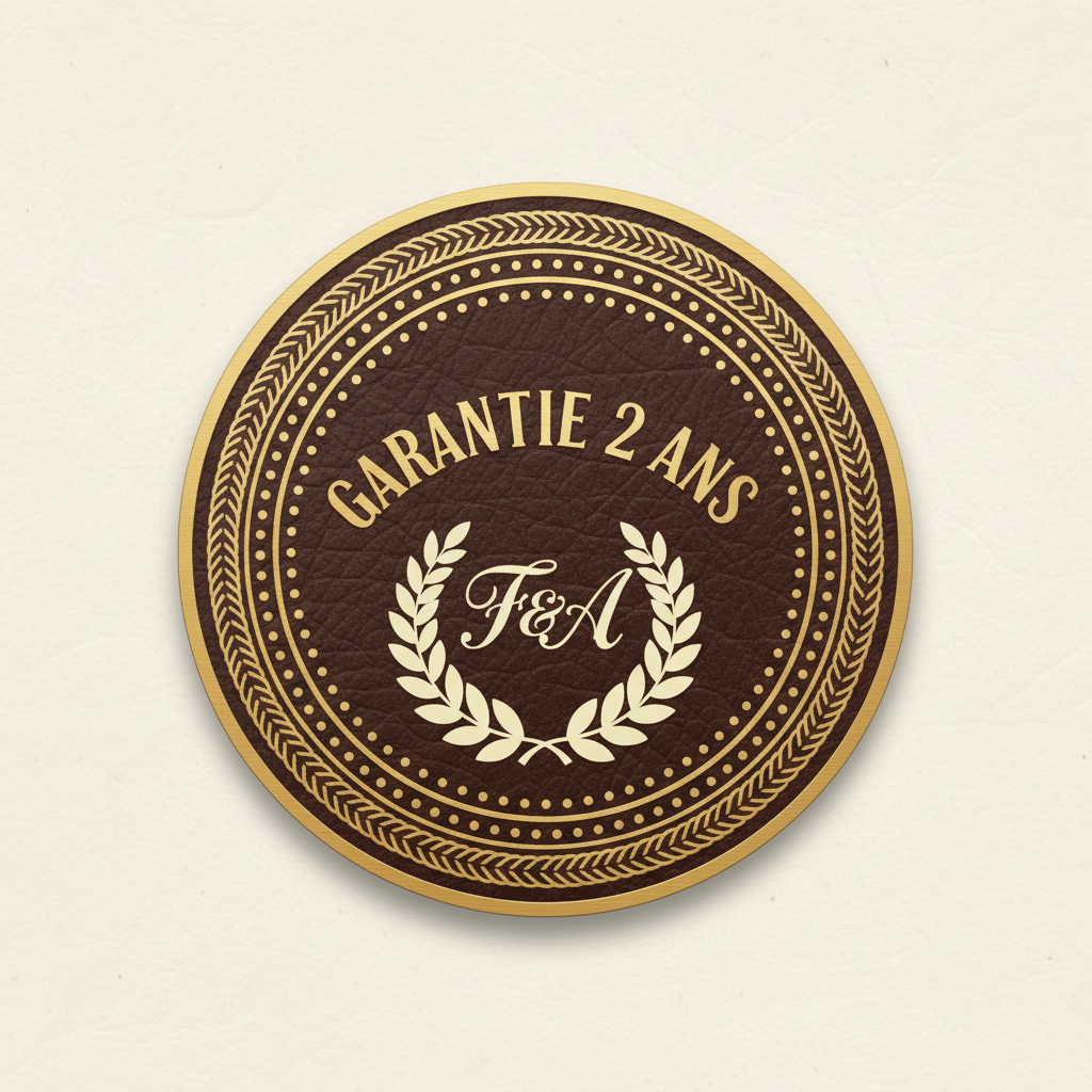 cachet de garantie 2 ans de couleur marron chocolat